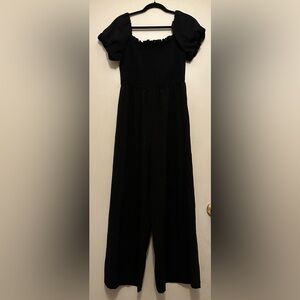 Inspired Hearts Black Puff Sleeve Jumpsuit